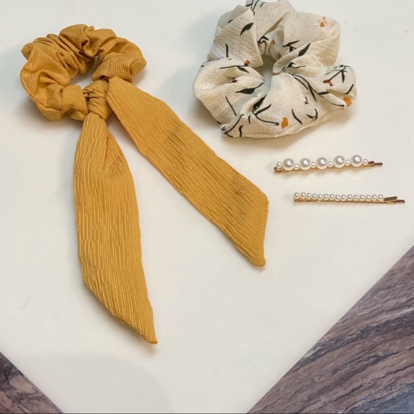 Other - Bundle of Scrunchies and Pearl Hair Clips